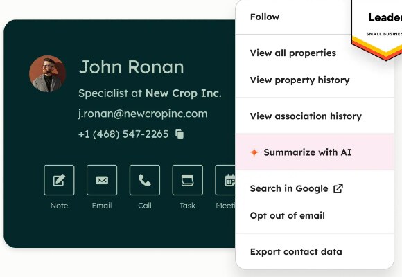 HubSpot CRM contact record interface